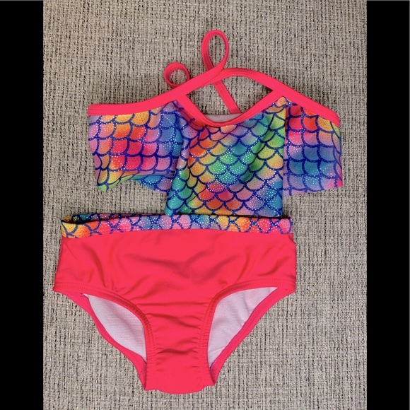 Circo  2 Baby Girls Swimsuit Sets Bundle 18M Onepiece Floral & Bikini Mermaid - Picture 3 of 4